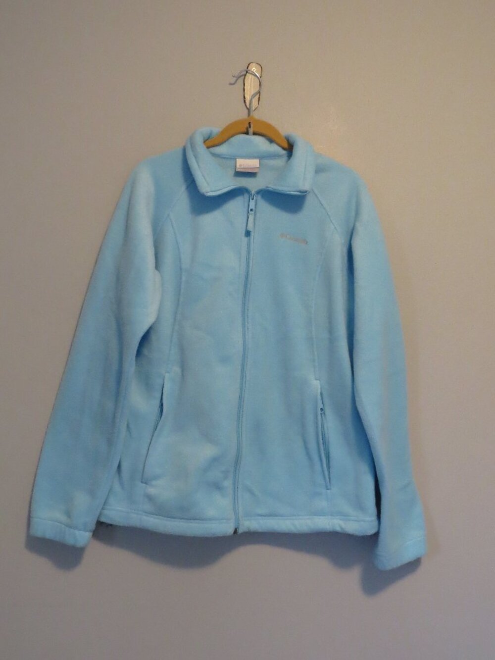 Light Blue Columbia Fleece Zip Front Jacket Coat Sz L